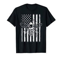 Load image into Gallery viewer, American Flag Honey Bee Honeycomb Beekeeper BeeKeeping T-Shirt
