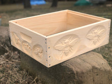 Load image into Gallery viewer, Medium 6 5/8 honey super bee hive body ONLY with 3D relief carving (Un-Assembled) Langstroth