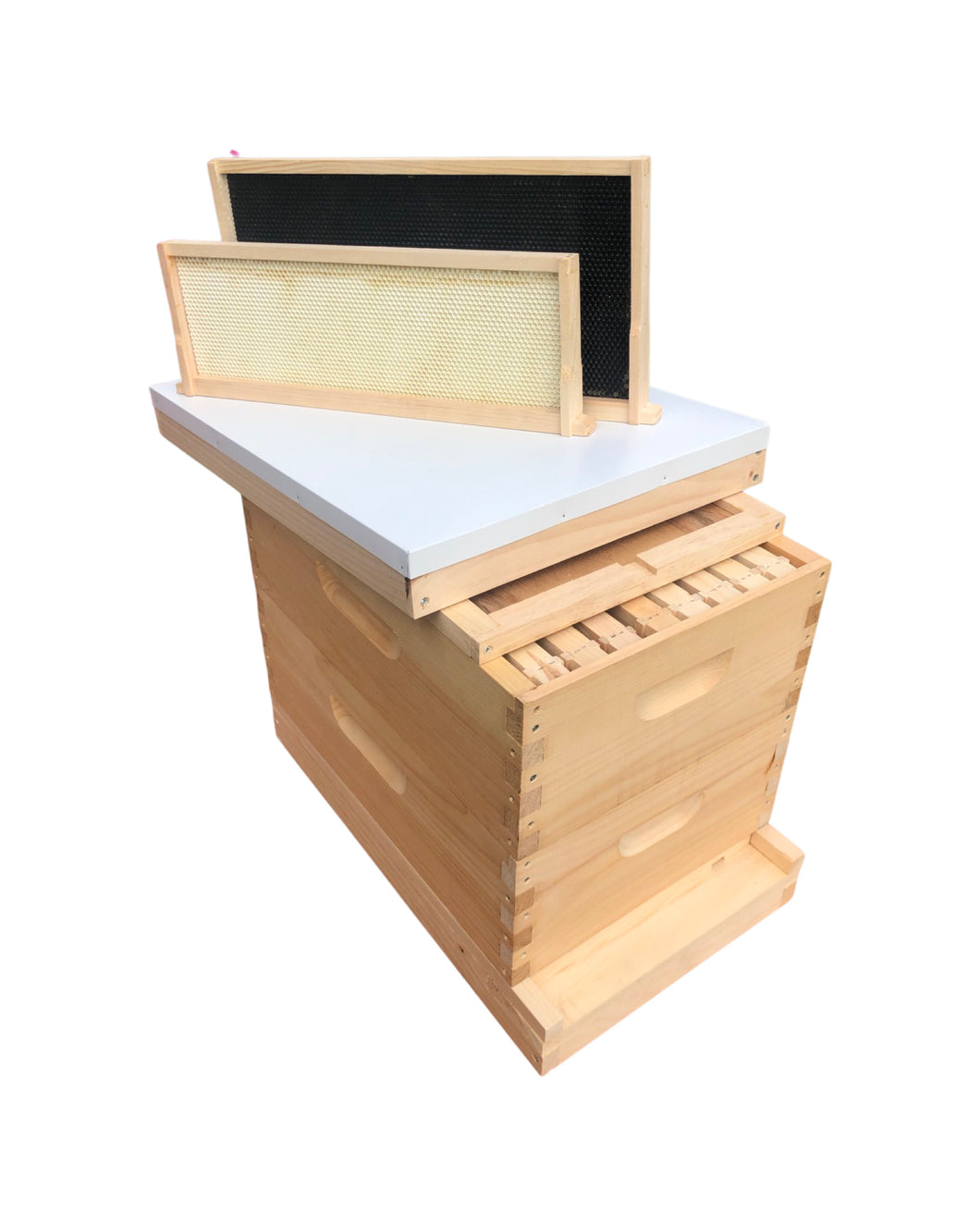 1 Deep 1 Medium Bee Hive w/Frames & Foundations ASSEMBLED Langstroth