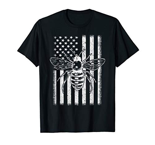 American Flag Honey Bee Honeycomb Beekeeper BeeKeeping T-Shirt