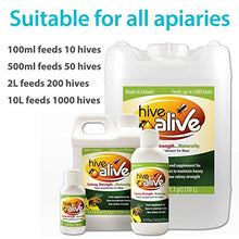 Load image into Gallery viewer, HIVE ALIVE Bee Food Supplement - Natural Honey Bee Liquid Feed Enhancer - Organic Beekeeping Autumn Spring Feeding - Lower Winter Mortality, Improve Colony Health, Honey Production (100 ml, 10 Hives)
